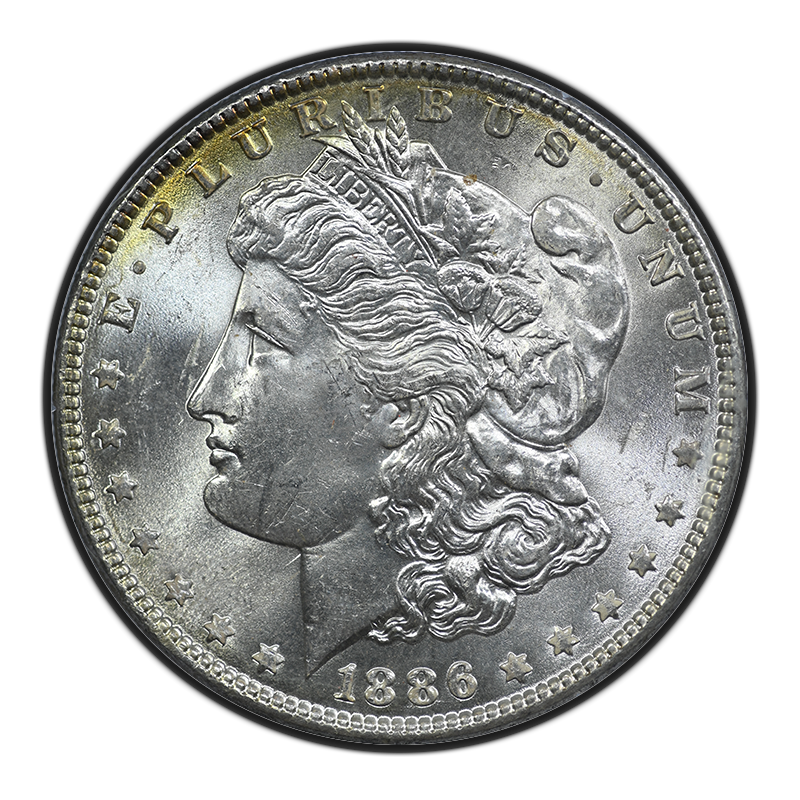 1886 Morgan Dollar $1 PCGS Rattler MS63 - REVERSE TONING! Obverse