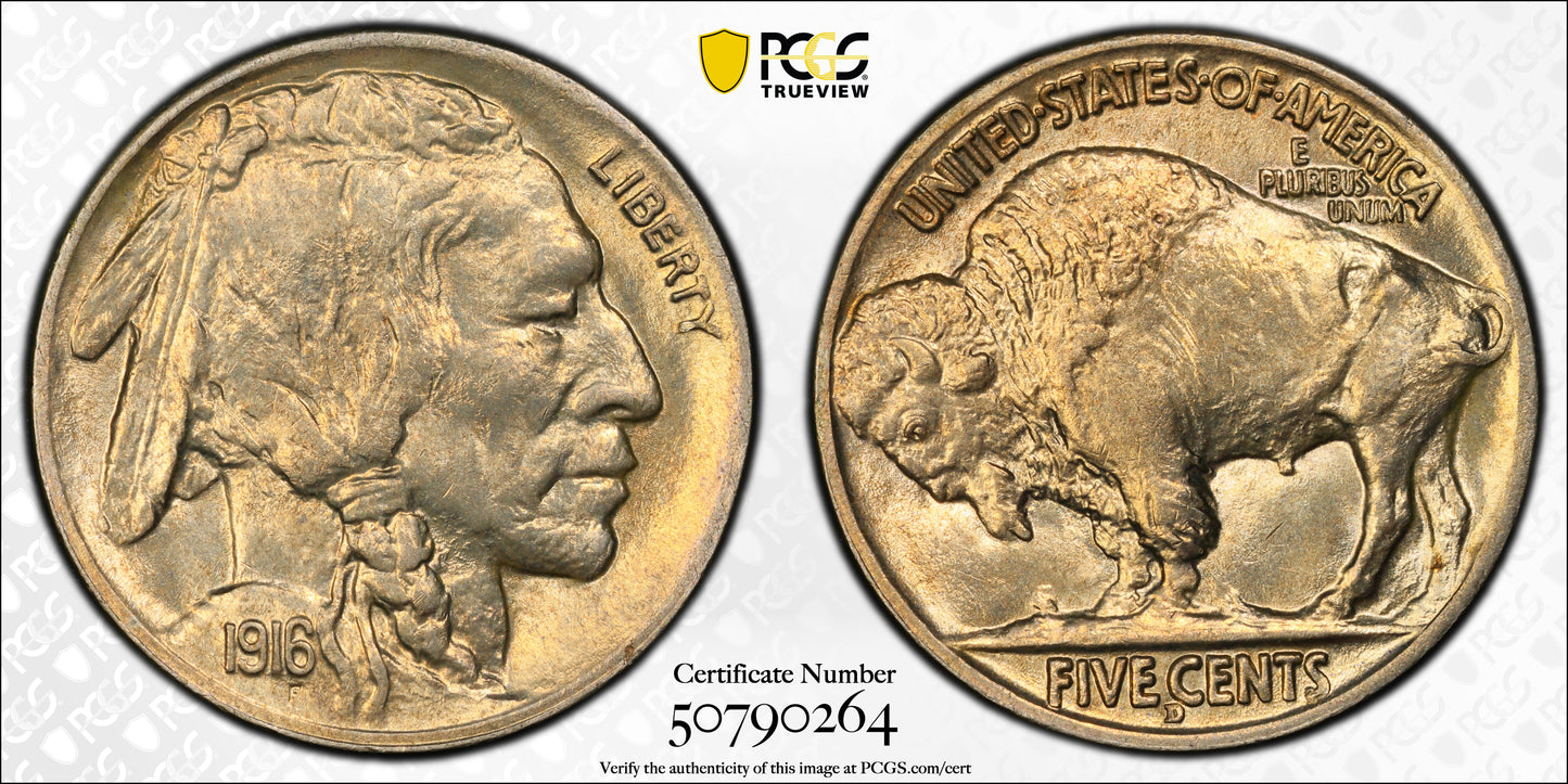 1916-D Buffalo Nickel 5C PCGS MS65