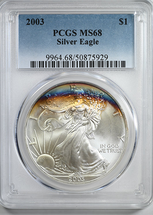 2003 American Silver Eagle $1 PCGS MS68 - TONED!