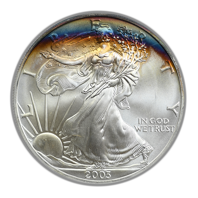 2003 American Silver Eagle $1 PCGS MS68 - TONED!