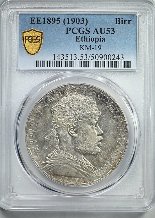 EE1895 (1903) Ethiopia Birr PCGS AU53 KM-19