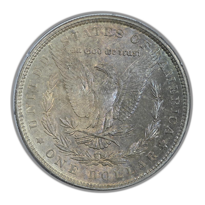 1886 Morgan Dollar $1 PCGS Rattler MS63 CAC - RAINBOW TONED! Reverse