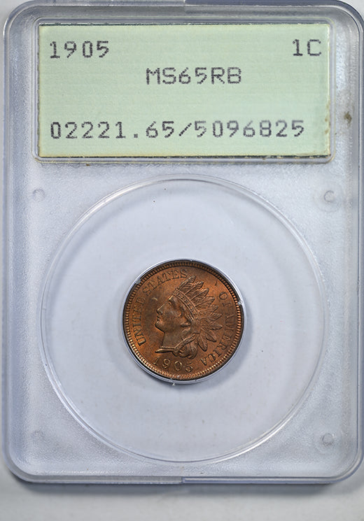 1905 Indian Head Cent 1C PCGS Rattler MS65RB Obverse Slab