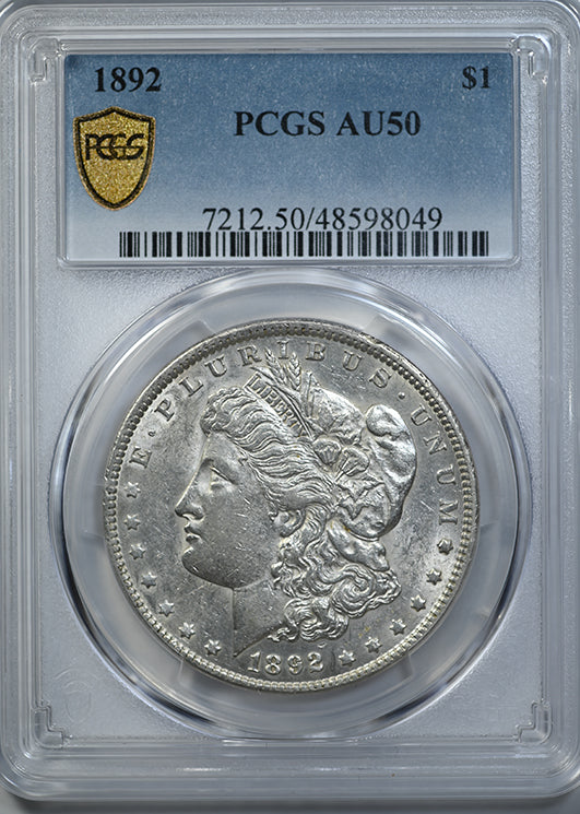 1892 Morgan Dollar $1 PCGS AU50 Obverse Slab