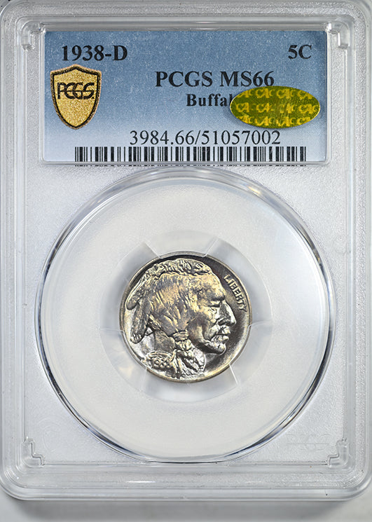 1938-D Buffalo Nickel 5C PCGS MS66 Gold CAC