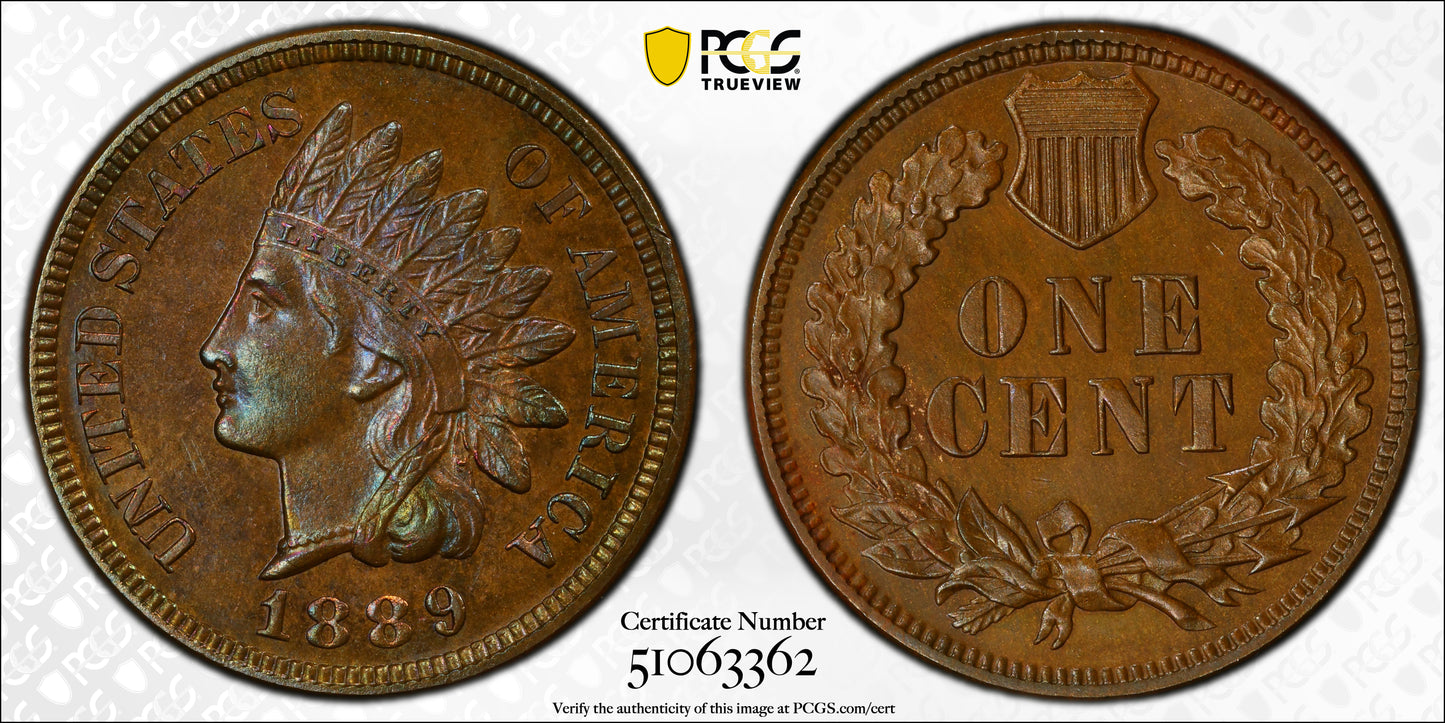 1889 Proof Indian Head Cent 1C PCGS PR65BN - TONED!