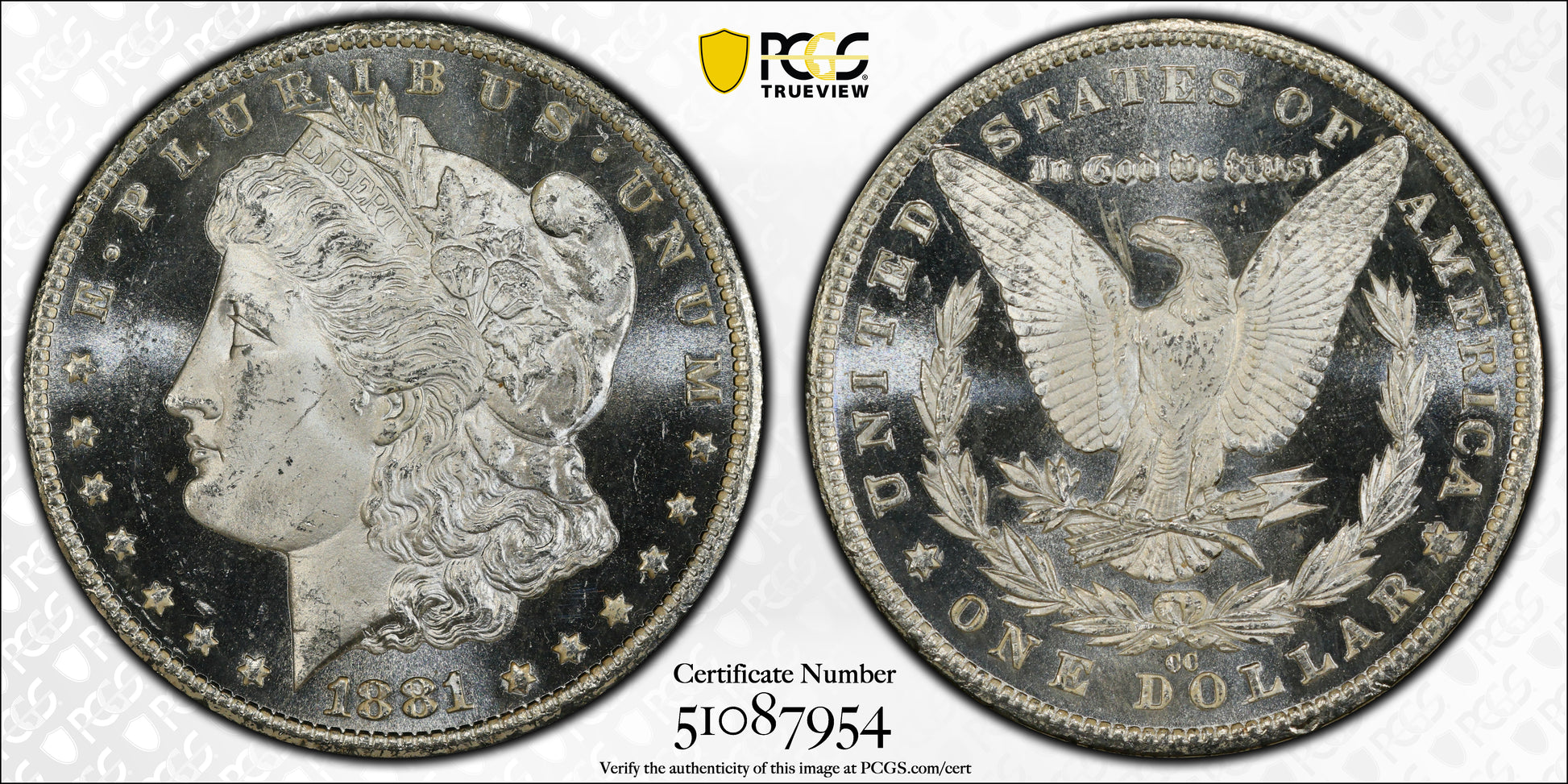 1881-CC Morgan Dollar $1 PCGS MS64DMPL - Deep Mirror Prooflike