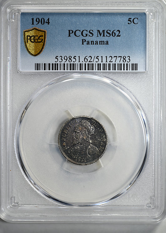 1904 Panama 5C Centesimos PCGS MS62