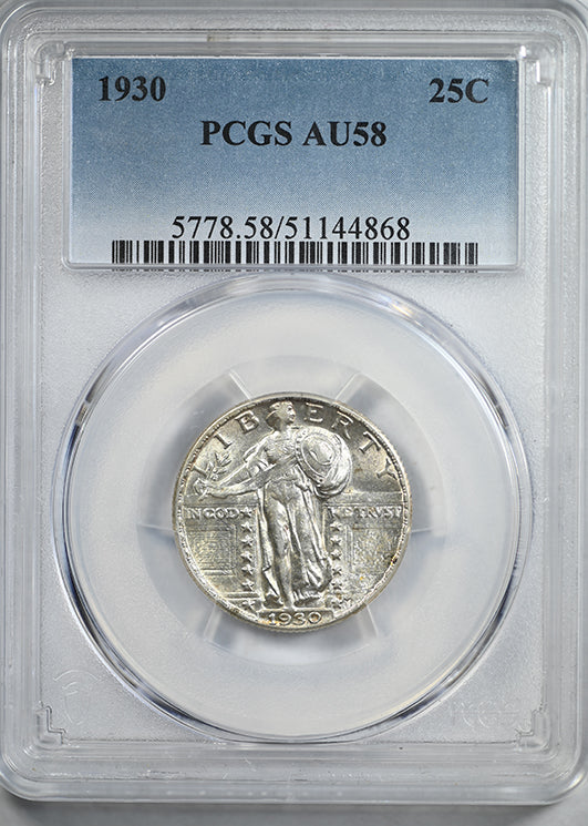 1930 Standing Liberty Quarter 25C PCGS AU58