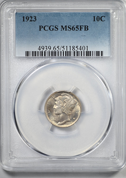 1923 Mercury Dime 10C PCGS MS65FB - Full Bands