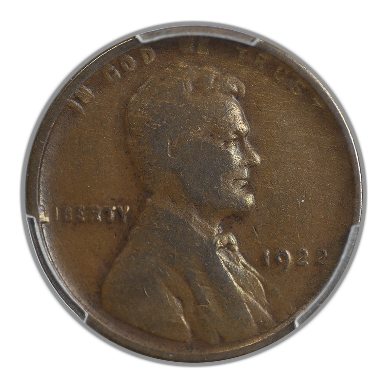 1922 No D Lincoln Wheat Cent 1C PCGS VF20 CAC - Strong Reverse