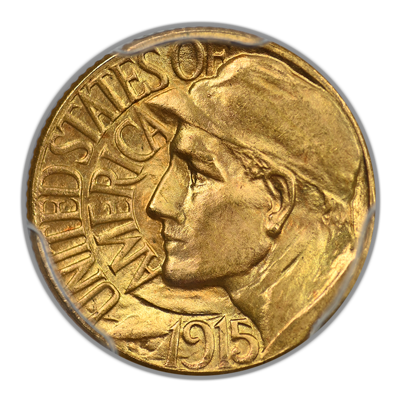 1915-S Panama-Pacific Classic Commemorative Gold Dollar G$1 PCGS MS65 CAC with Original Envelope