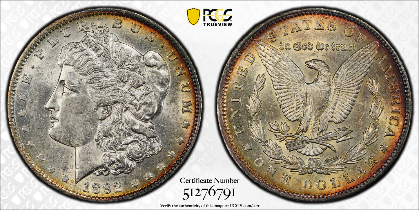 1892 Morgan Dollar $1 PCGS AU55