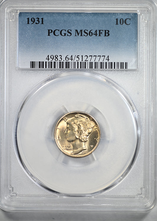 1931 Mercury Dime 10C PCGS MS64FB - Full Bands