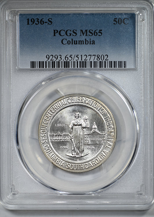 1936-S Columbia Classic Commemorative Half Dollar 50C PCGS MS65