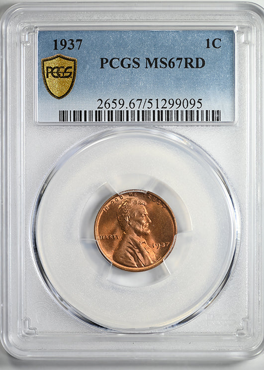 1937 Lincoln Wheat Cent 1C PCGS MS67RD