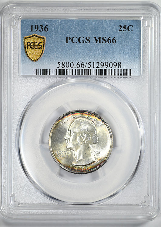 1936 Washington Quarter 25C PCGS MS66 - TONED!