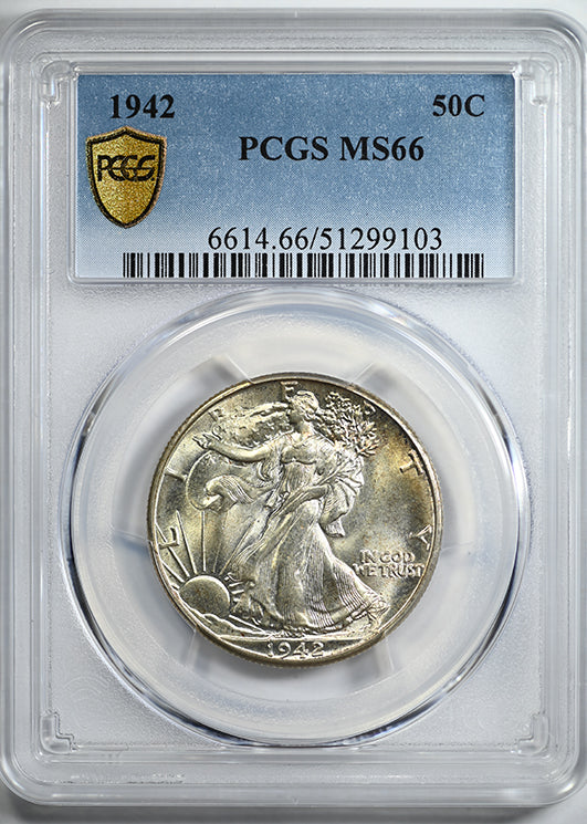 1942 Walking Liberty Half Dollar 50C PCGS MS66