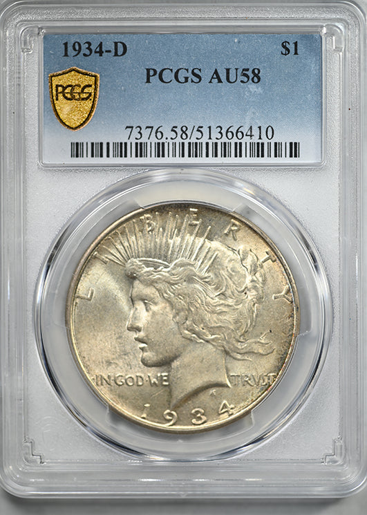 1934-D Peace Dollar $1 PCGS AU58