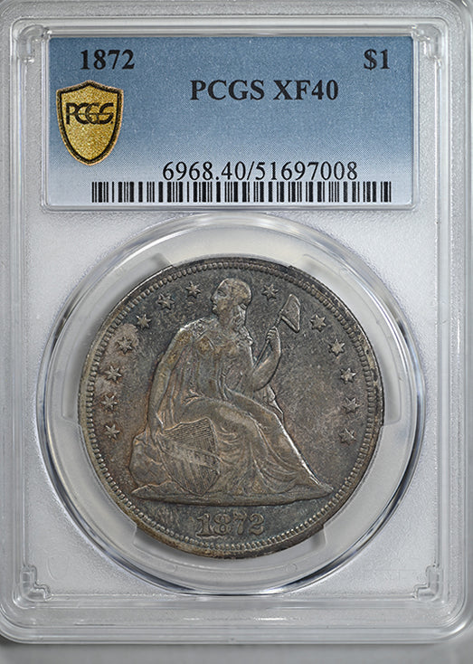 1872 Liberty Seated Dollar $1 PCGS XF40 - TONED!