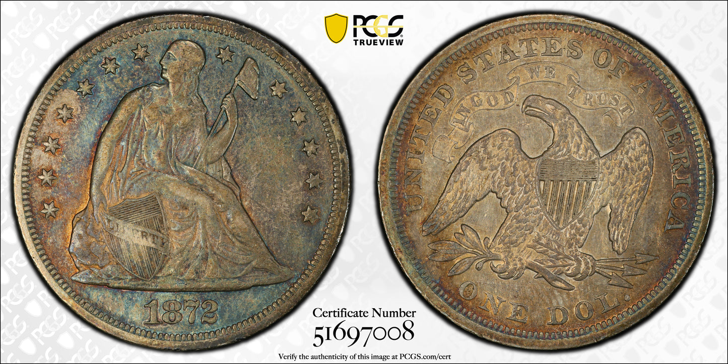 1872 Liberty Seated Dollar $1 PCGS XF40 - TONED!