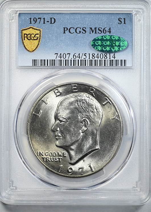 1971-D Clad Eisenhower Ike Dollar $1 PCGS MS64 CAC