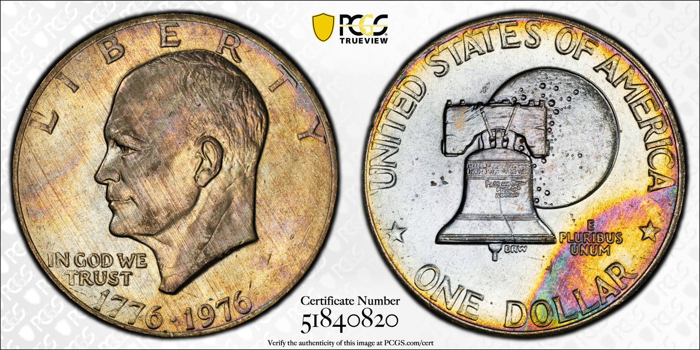 1976 Type 2 Clad Eisenhower Ike Dollar $1 PCGS MS65 - REVERSE TONED!