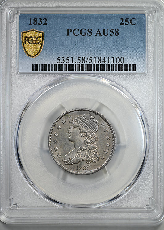 1832 Capped Bust Quarter 25C PCGS AU58