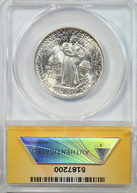 1937 Roanoke Classic Commemorative Half Dollar 50C ANACS MS64