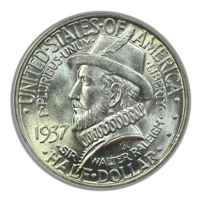 1937 Roanoke Classic Commemorative Half Dollar 50C ANACS MS64