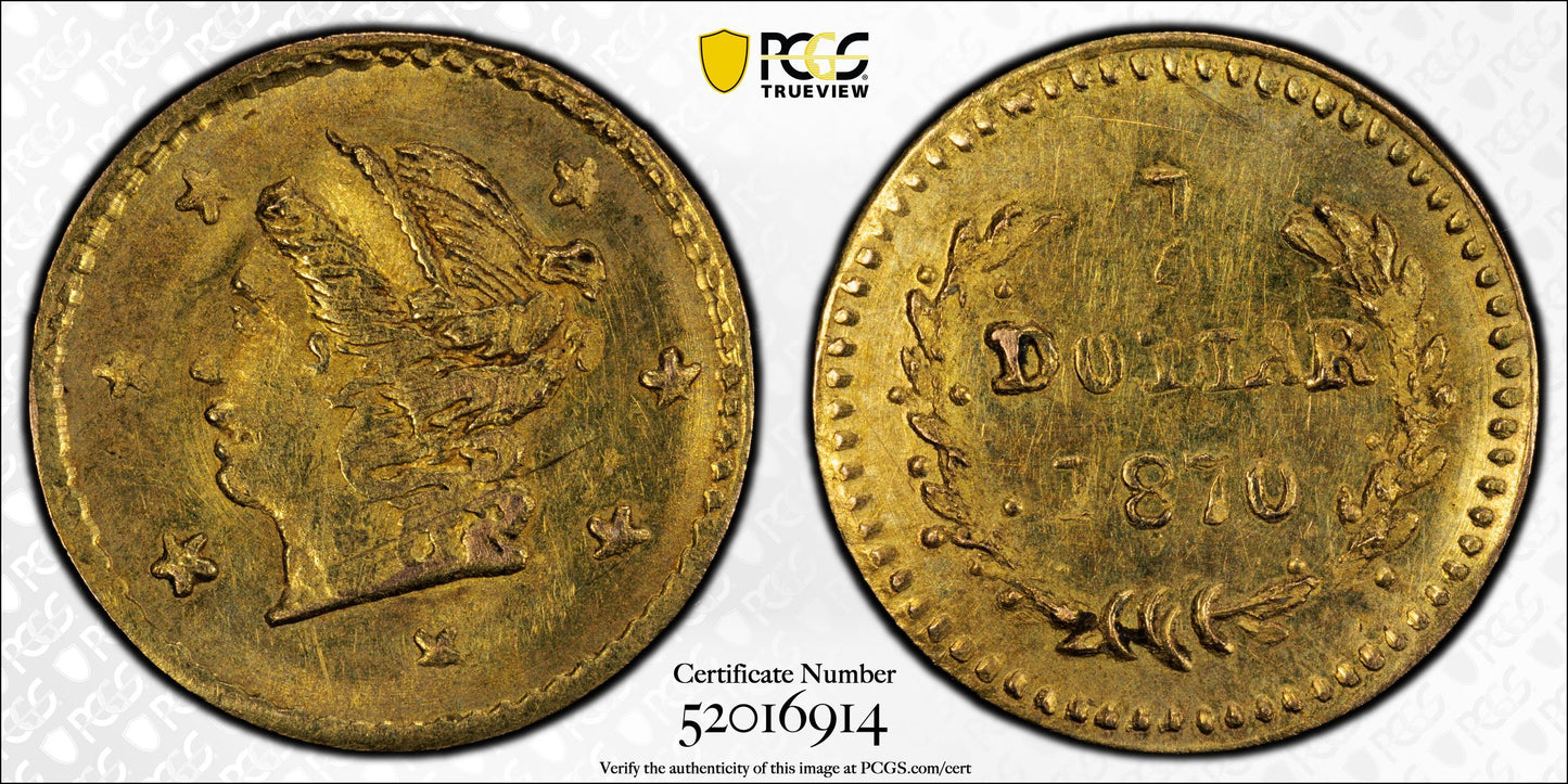 1870 Round California Fractional Gold Liberty Head 1/4 Dollar G25C PCGS MS62 BG-808