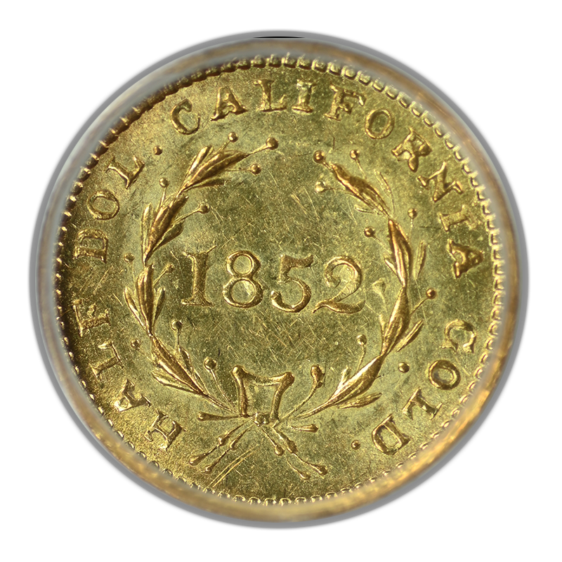 1852 Round California Fractional Gold Liberty Head 1/2 Dollar G50C PCGS MS63 BG-401