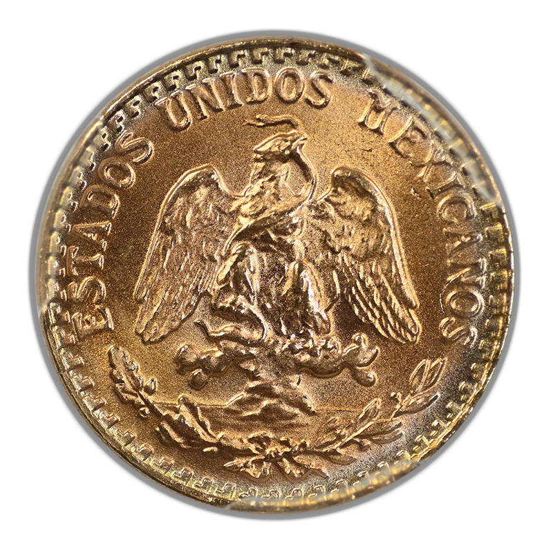 1945-Mo Mexico Gold 2 Peso Dos Pesos PCGS MS68 Modern Restrike - TONED!