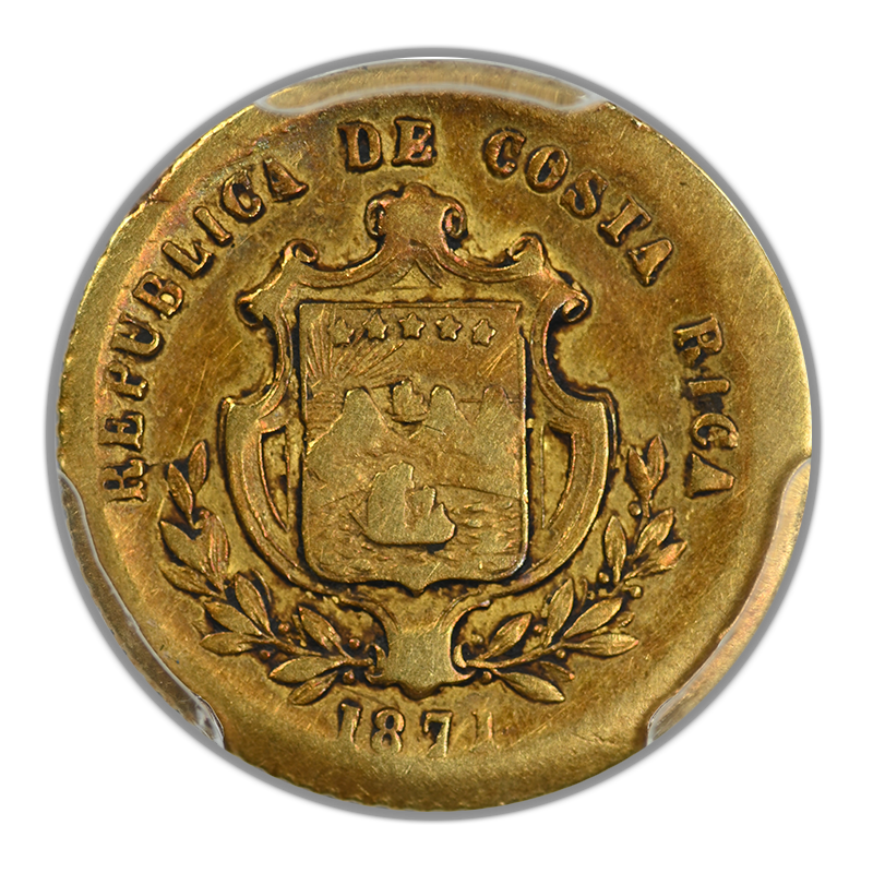 1871-GW Costa Rica Gold Peso PCGS XF40