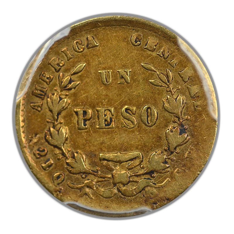 1871-GW Costa Rica Gold Peso PCGS XF40