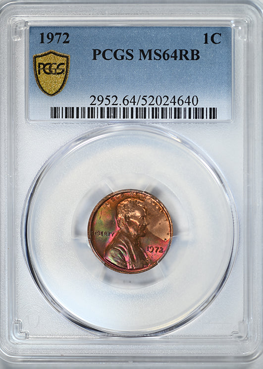 1972 Lincoln Memorial Cent 1C PCGS MS64RB - TONED!