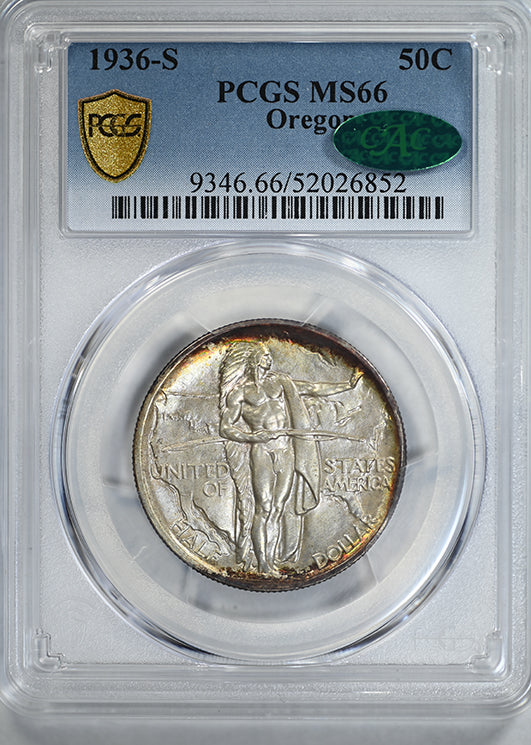 1936-S Oregon Trail Classic Commemorative Half Dollar 50C PCGS MS66 CAC