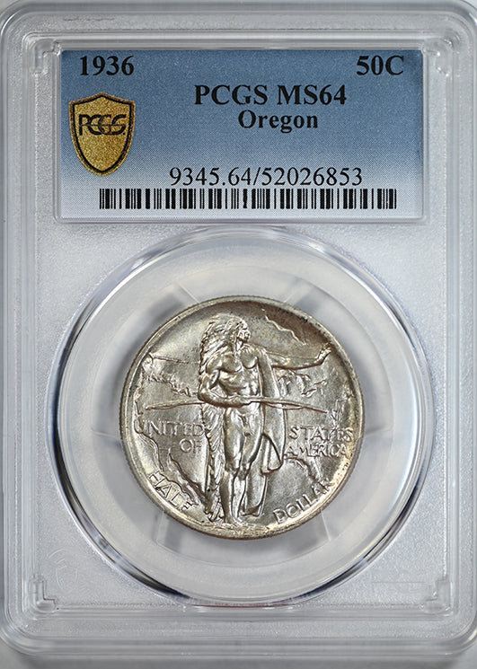 1936 Oregon Trail Classic Commemorative Half Dollar 50C PCGS MS64