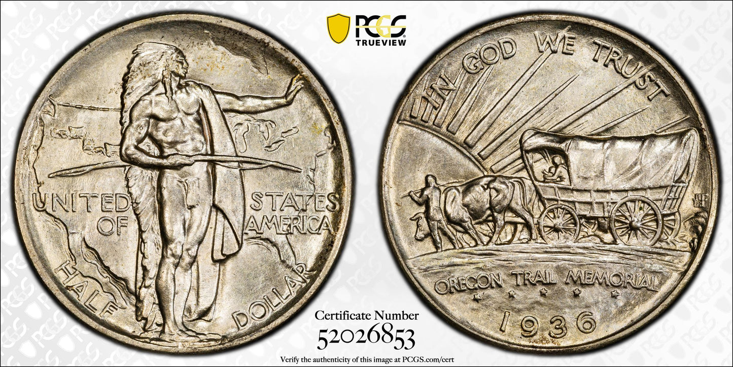 1936 Oregon Trail Classic Commemorative Half Dollar 50C PCGS MS64