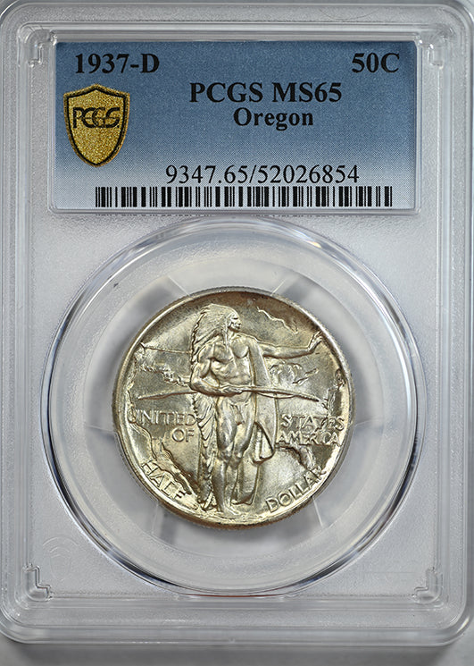 1937-D Oregon Trail Classic Commemorative Half Dollar 50C PCGS MS65