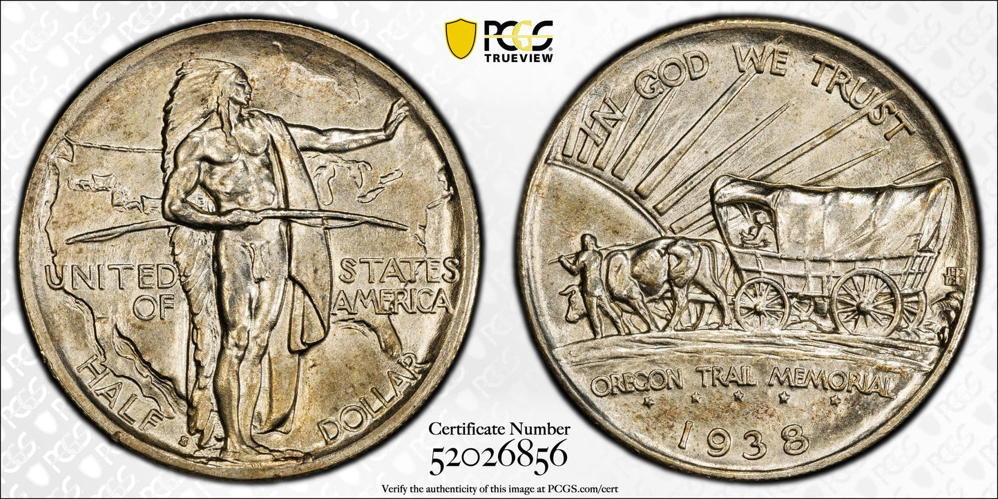 1938-S Oregon Trail Classic Commemorative Half Dollar 50C PCGS MS64