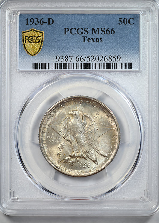 1936-D Texas Classic Commemorative Half Dollar 50C PCGS MS66