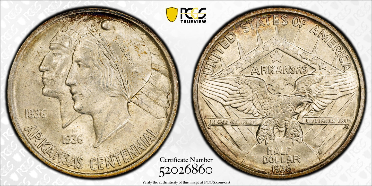 1936-D Arkansas Classic Commemorative Half Dollar 50C PCGS MS66