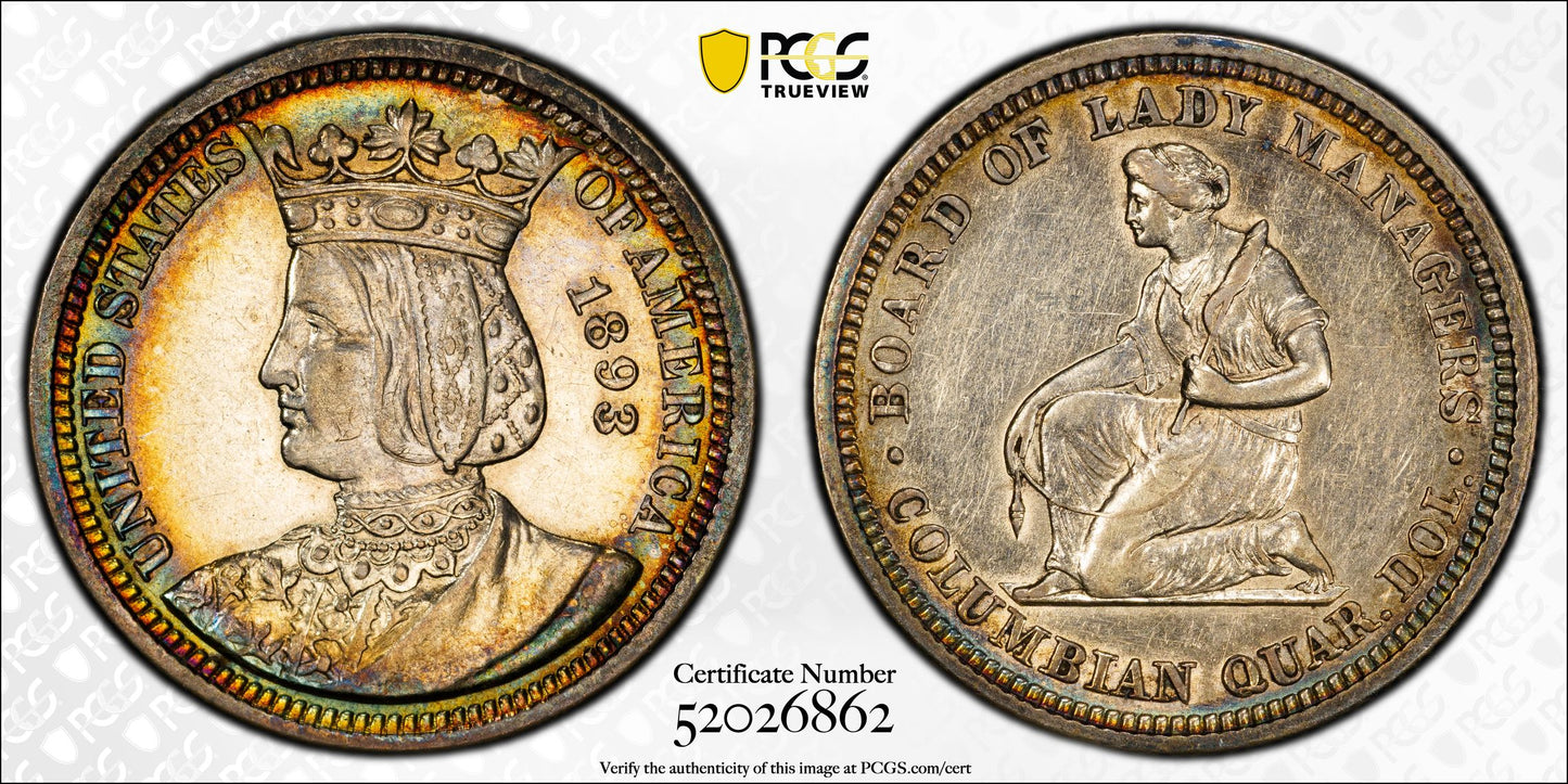 1893 Isabella Classic Commemorative Quarter 25C PCGS AU53 - TONED!