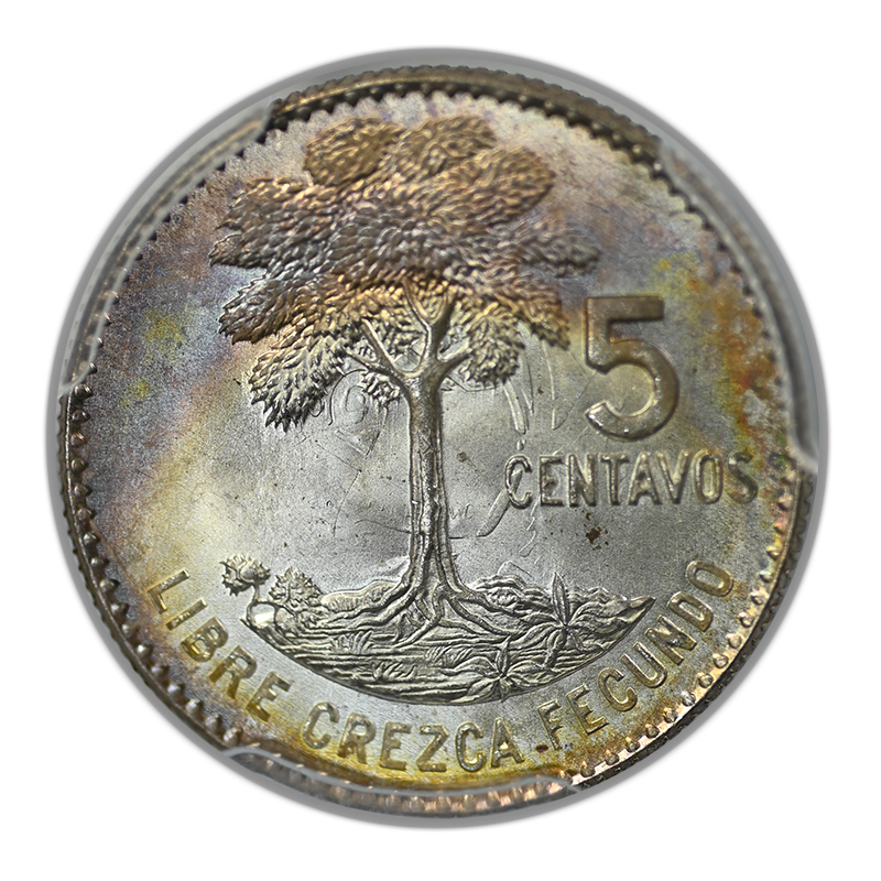 1960 Guatemala 5C Centavos PCGS MS66 - TONED!