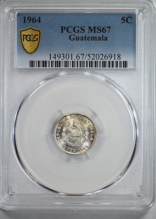 1964 Guatemala 5C Centavos PCGS MS67