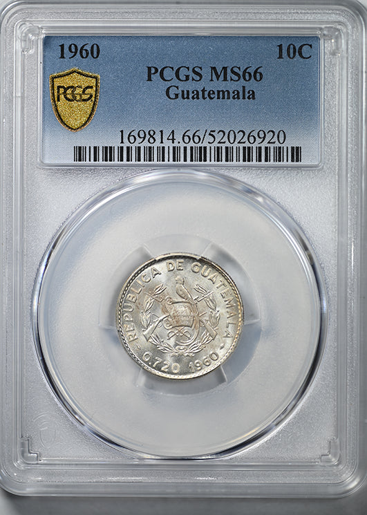 1960 Guatemala 10C Centavos PCGS MS66