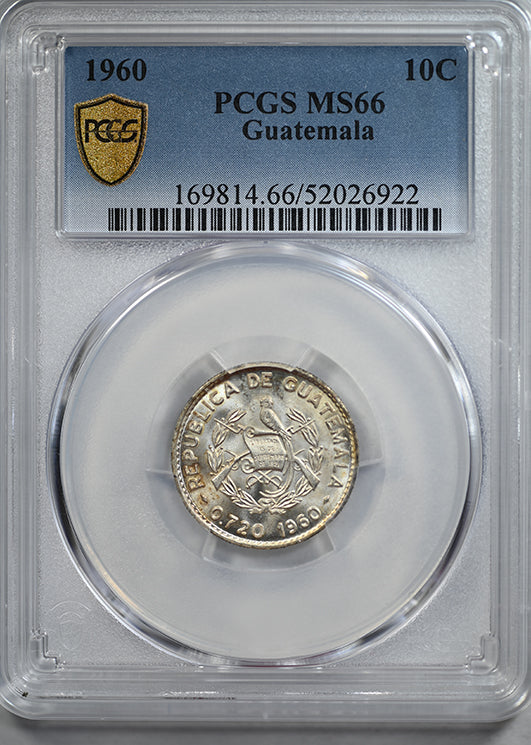 1960 Guatemala 10C Centavos PCGS MS66