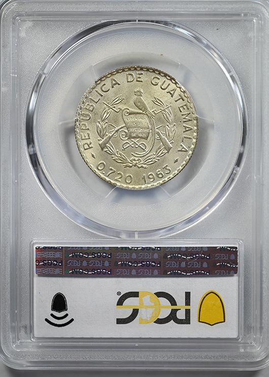 1963 Guatemala 25C Centavos PCGS MS66
