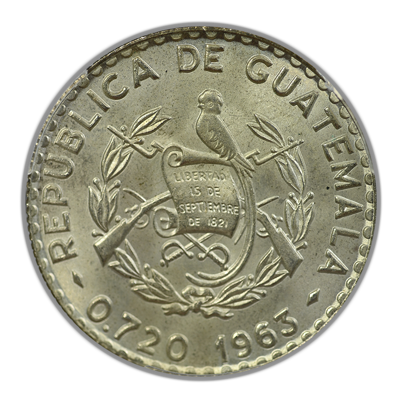 1963 Guatemala 25C Centavos PCGS MS66